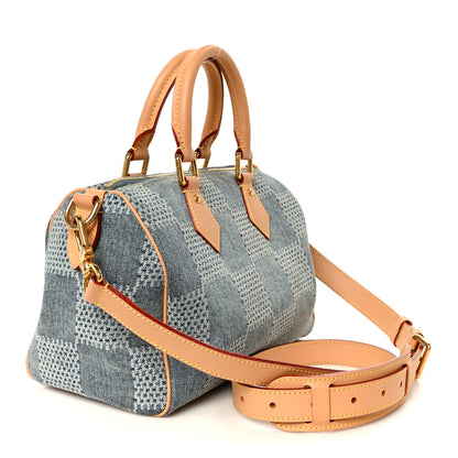 Louis Vuitton Damier Denim 3D Speedy Bandouliere 25 Bleu 3 of 12