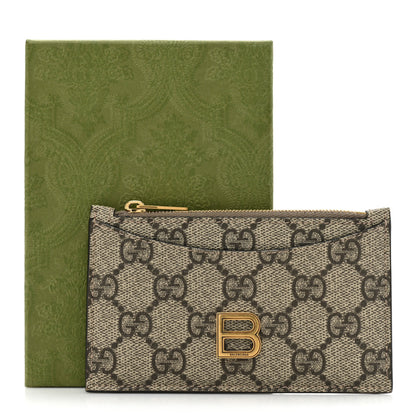 Gucci X BALENCIAGA GG Supreme Monogram Zip Card Case Beige Ebony 9 of 9