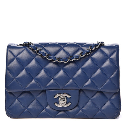 Chanel Lambskin Quilted Mini Rectangular Flap Dark Blue 1 of 15