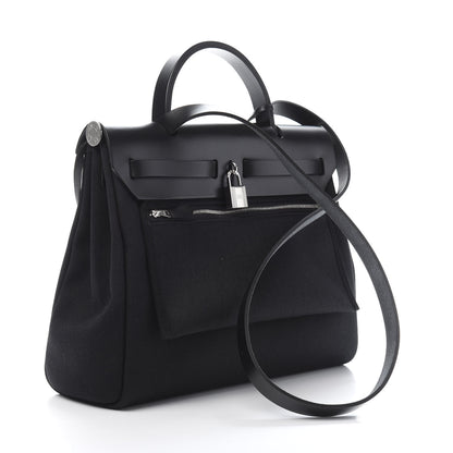 Hermes Military Toile Vache Hunter Herbag Zip PM 31 Black 4 of 13
