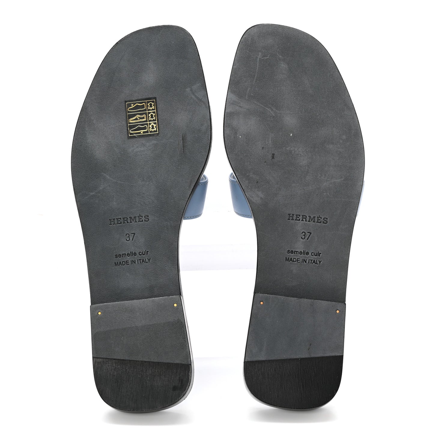 Box Calfskin Oran Sandals 37 Light Bleu