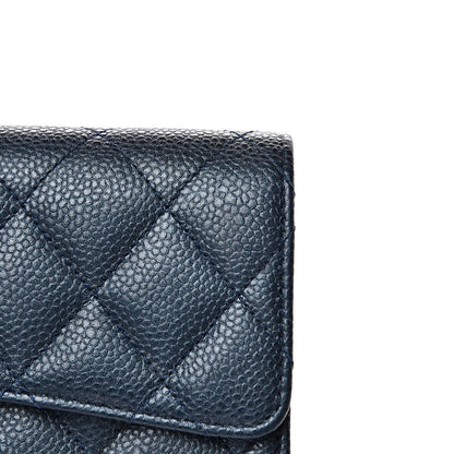Chanel Iridescent Caviar Quilted Large Gusset Flap Wallet Dark Blue 9 of 9