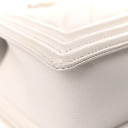 Chanel Caviar Chevron Quilted Medium Boy Flap White 8 of 13