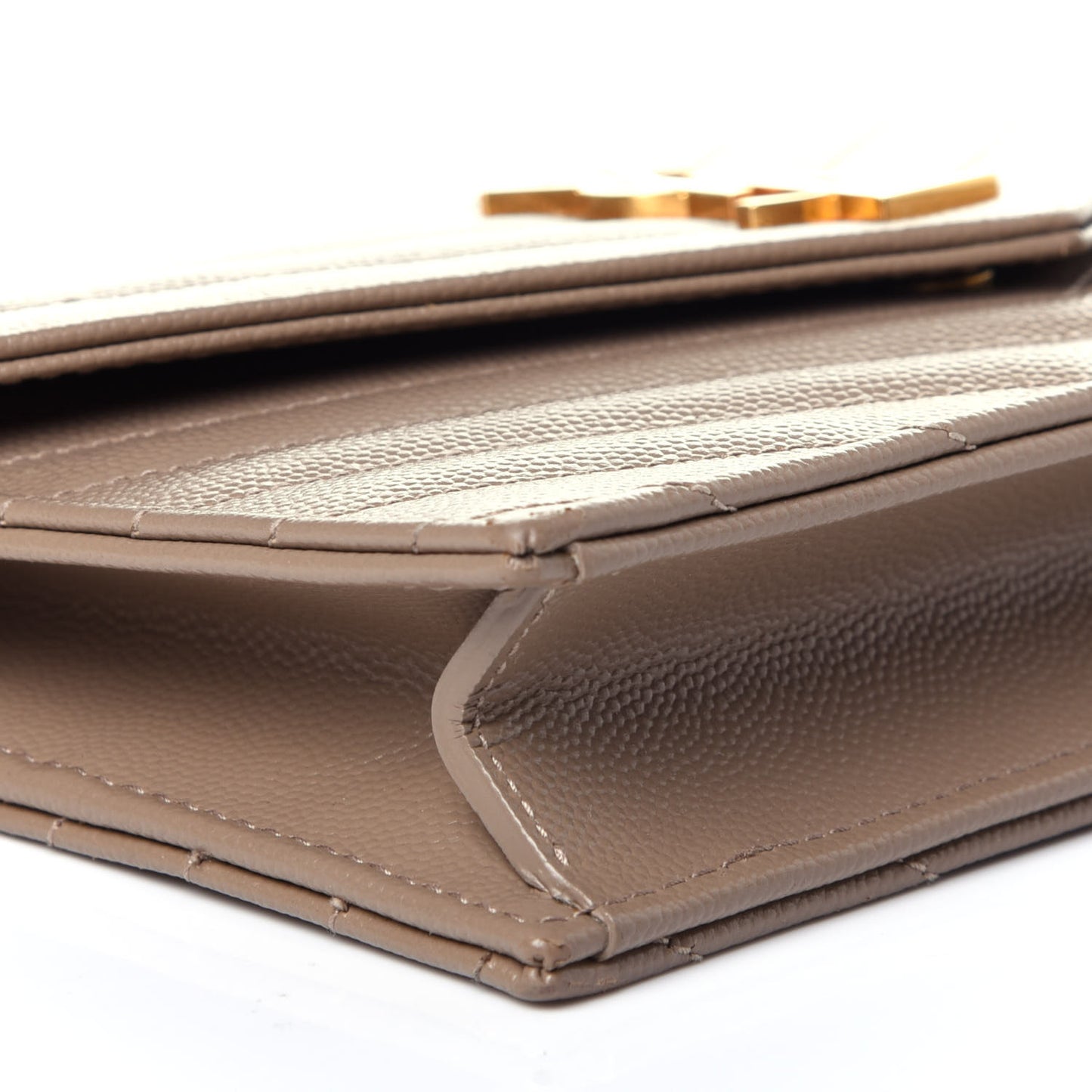 Grain De Poudre Matelasse Chevron Monogram Envelope Chain Wallet Dark Beige
