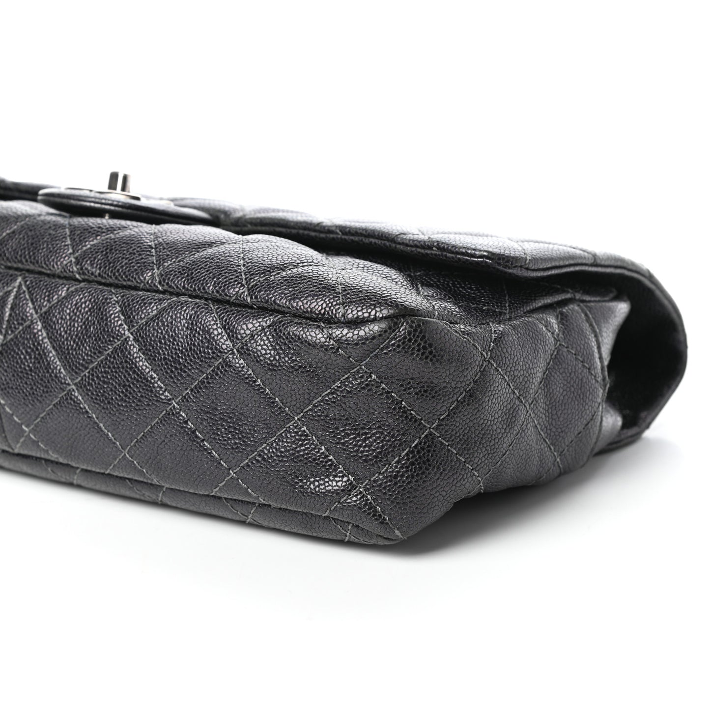 Iridescent Caviar Quilted Large Chic Flap Grey