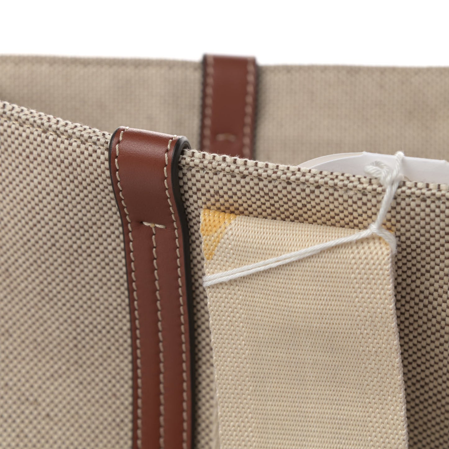 Cotton Calfskin Large Woody Ribbon Tote White Brown
