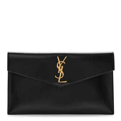 Saint Laurent Smooth Shiny Calfskin Monogram Uptown Pouch Black 1 of 9
