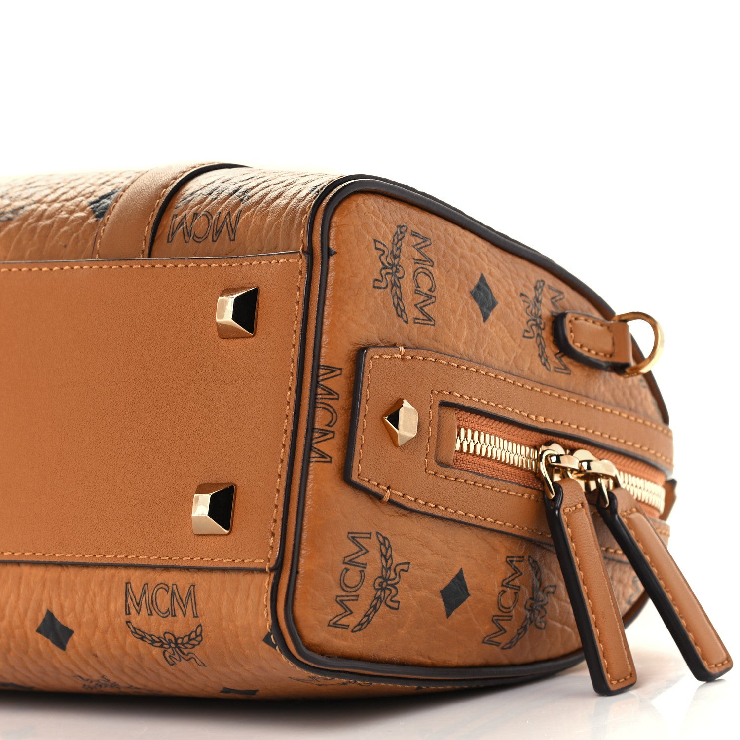 MCM Visetos Small Boston Bag Cognac 8 of 8