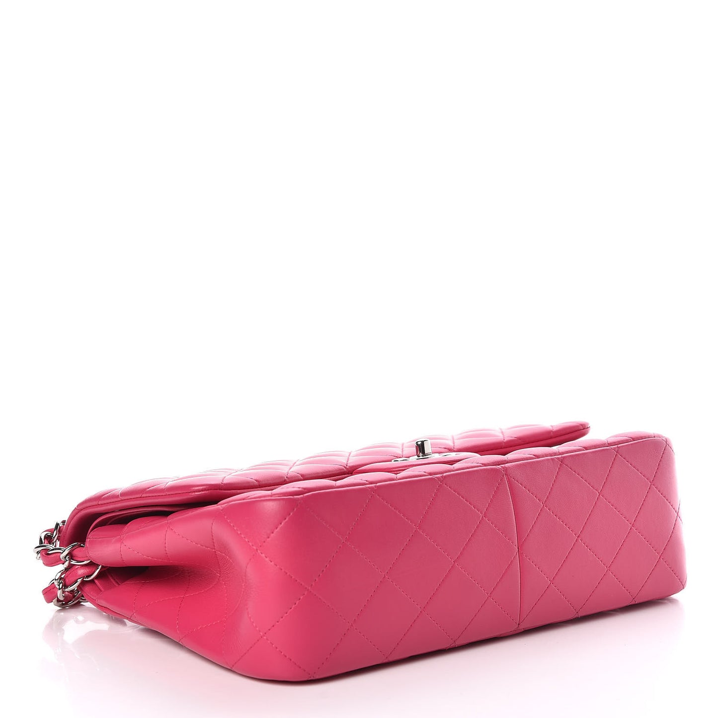 Lambskin Quilted Jumbo Double Flap Fuchsia