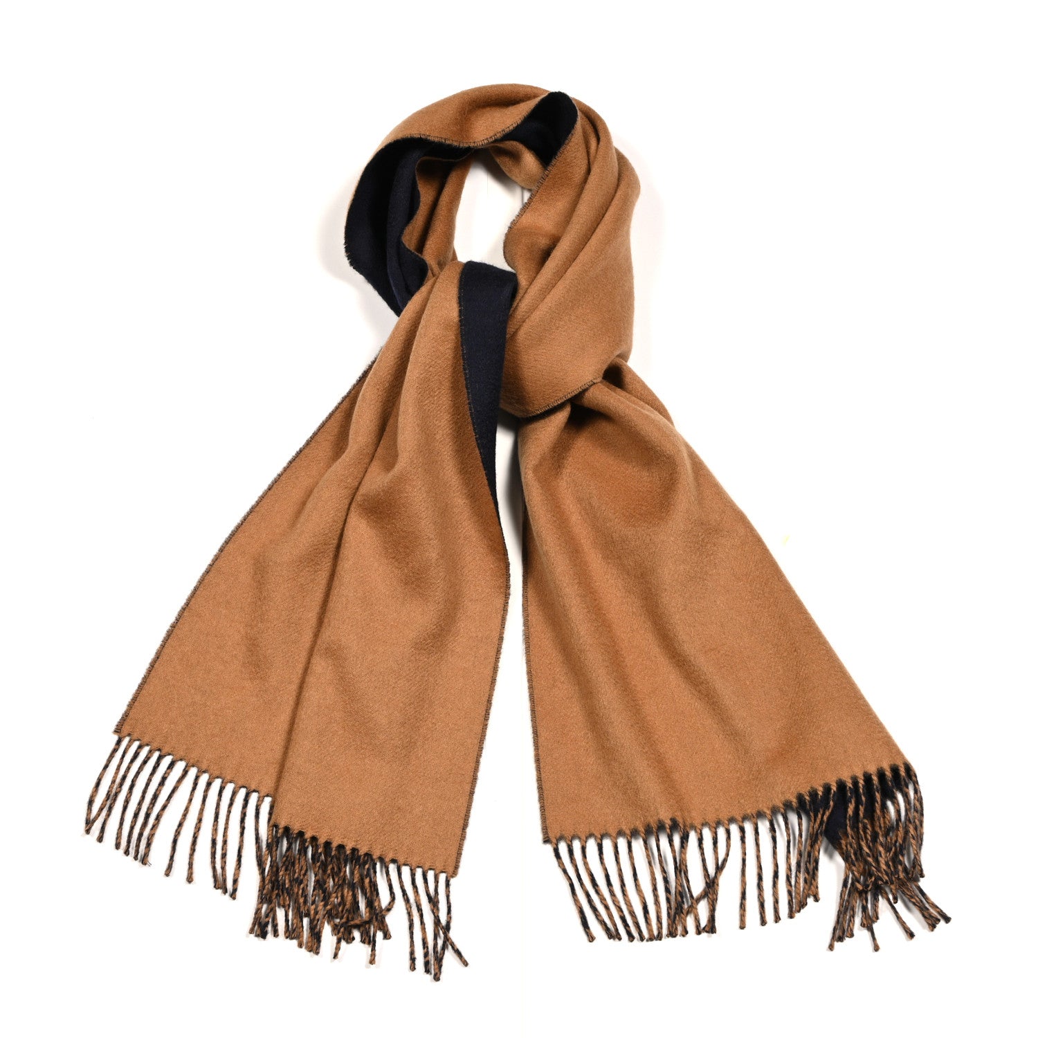 Hermes Cashmere Recto Verso Muffler Camel Marine 1 of 4