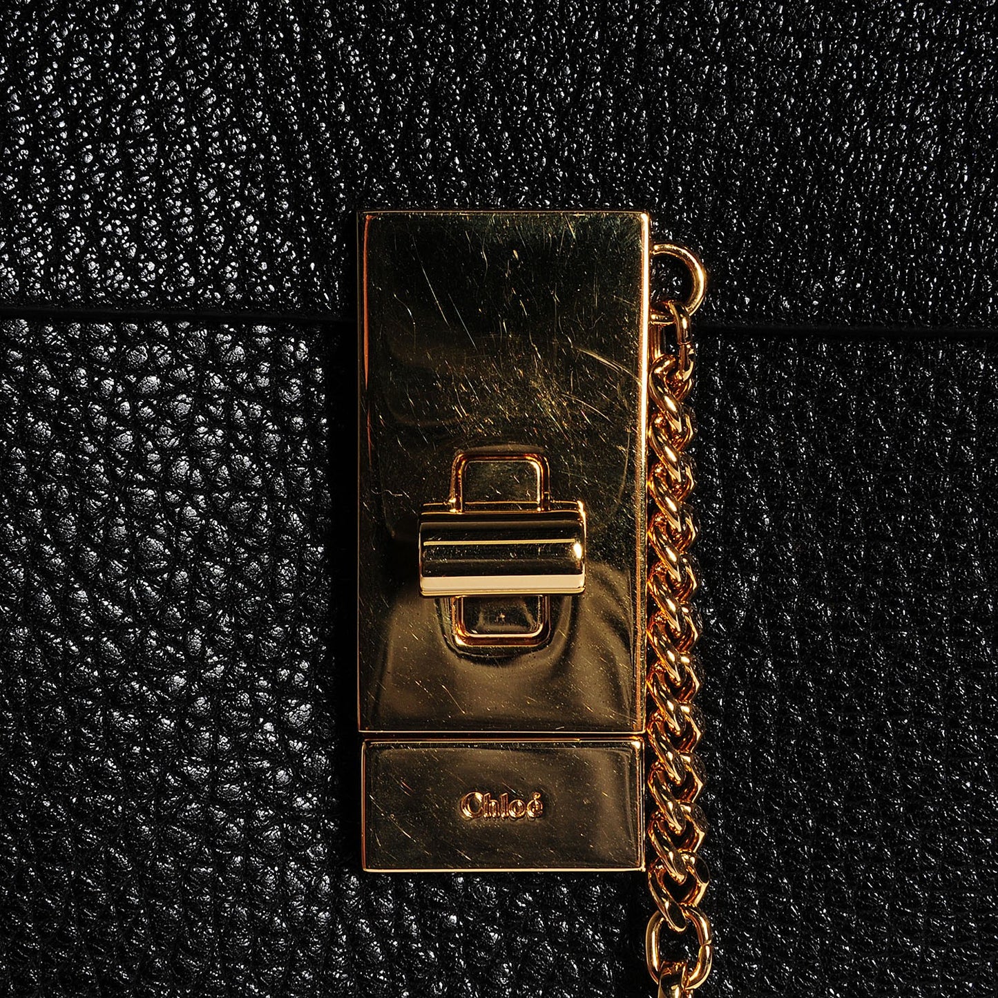 Grained Lambskin Drew Shoulder Bag Black