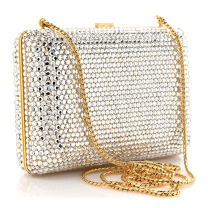 Judith Leiber Swarovski Crystal Minaudiere Clutch Silver Gold 4 of 11