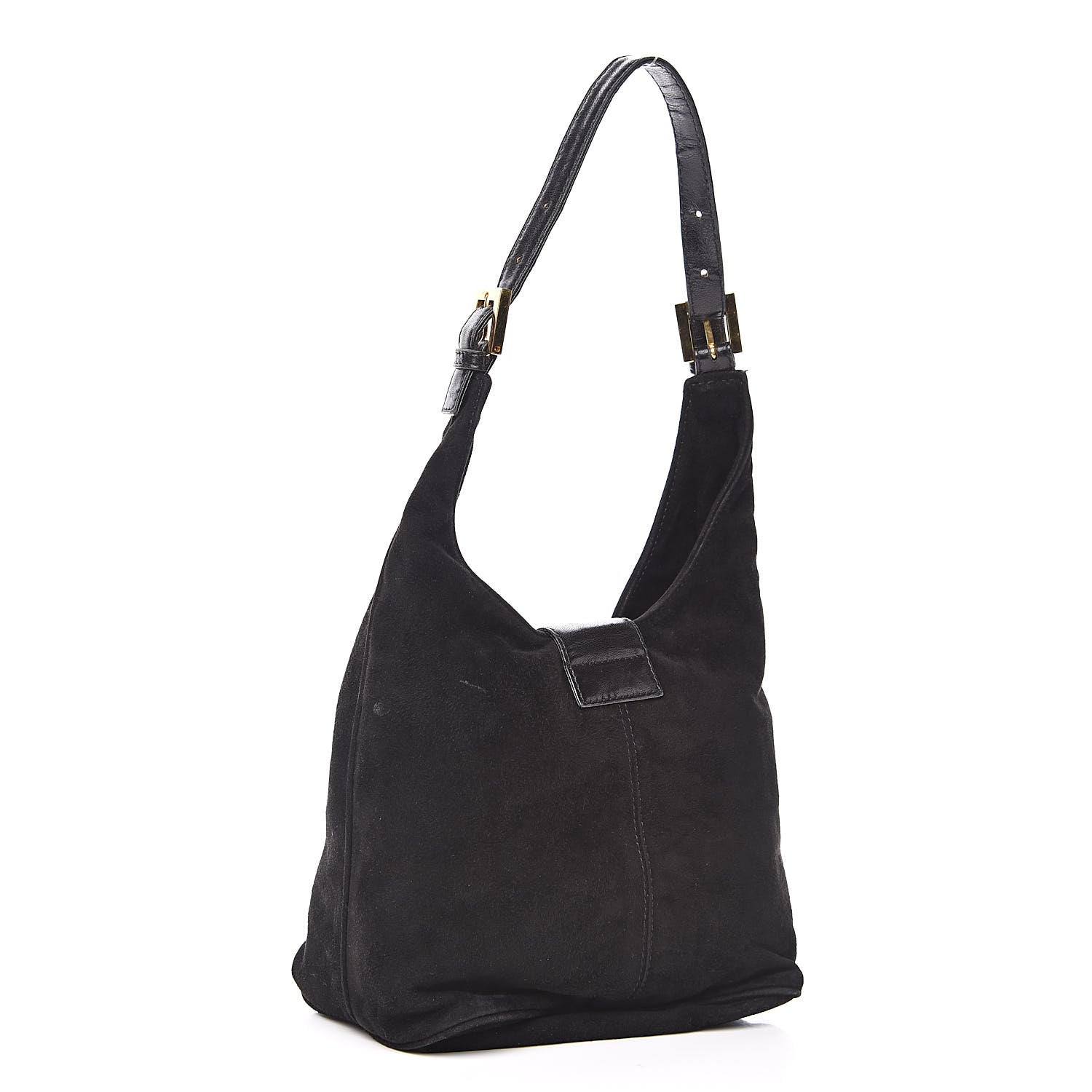 Fendi Suede Glitter Shoulder Bag Black 3 of 13