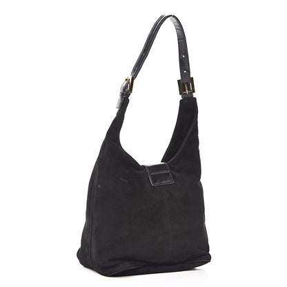 Fendi Suede Glitter Shoulder Bag Black 3 of 13