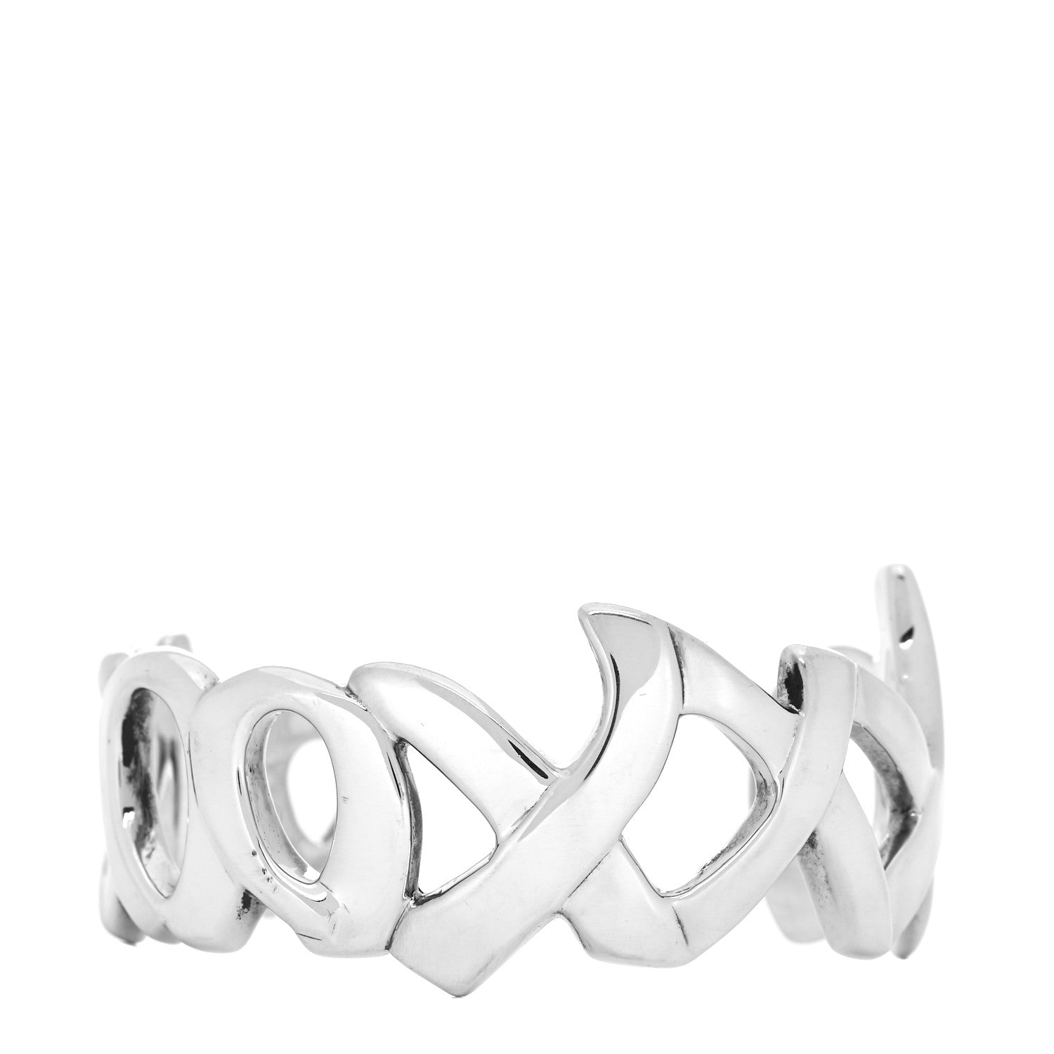 Tiffany Sterling Silver Paloma's Graffiti Love & Kisses Cuff Bracelet 1 of 10