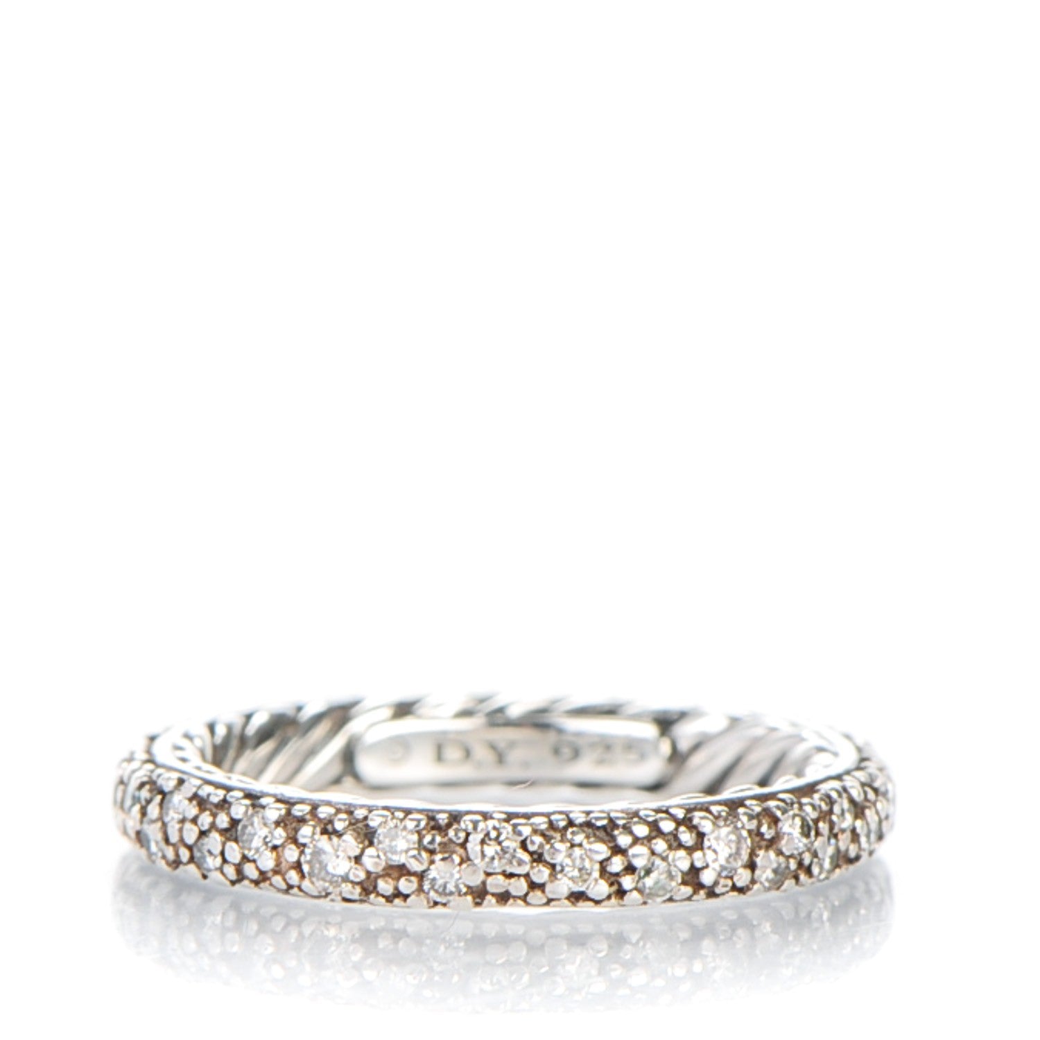 David Yurman Sterling Silver Diamond 3mm Midnight Melange Band Ring 48.5 4.75 1 of 5