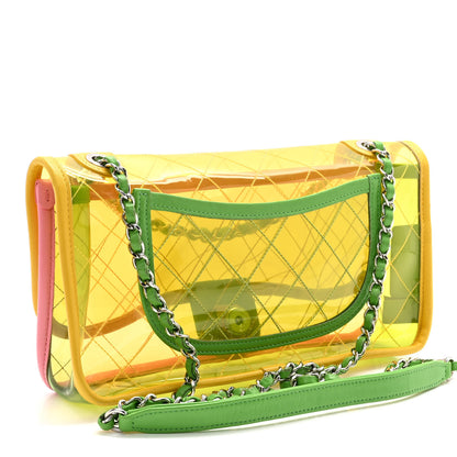 Chanel PVC Lambskin Stitched Medium Coco Splash Flap Yellow Green Pink 3 of 10