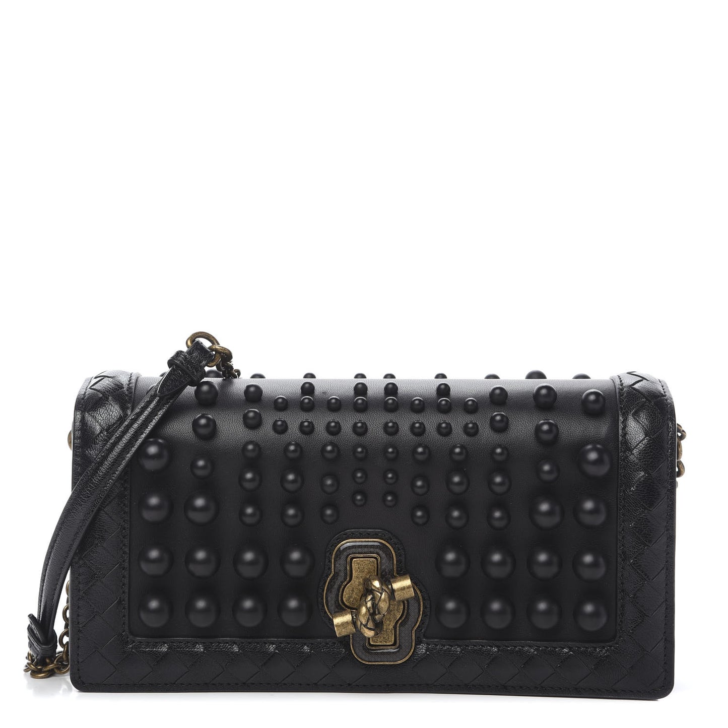 Nappa Spheres Knot Clutch Black