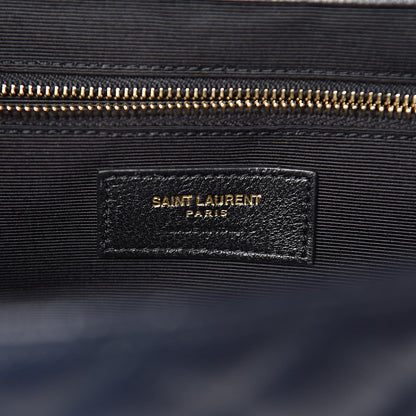 Saint Laurent Grain De Poudre Mixed Matelasse Large Triquilt Monogram Satchel Deep Marine 7 of 25