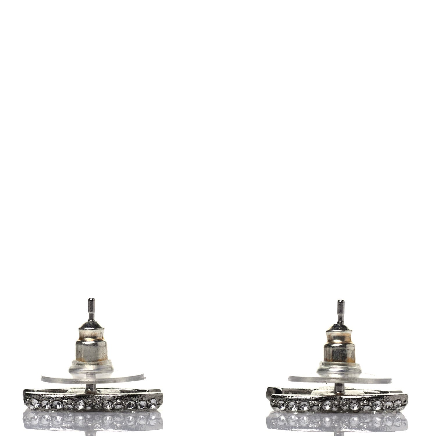Chanel Crystal CC Earrings Silver 3 of 4
