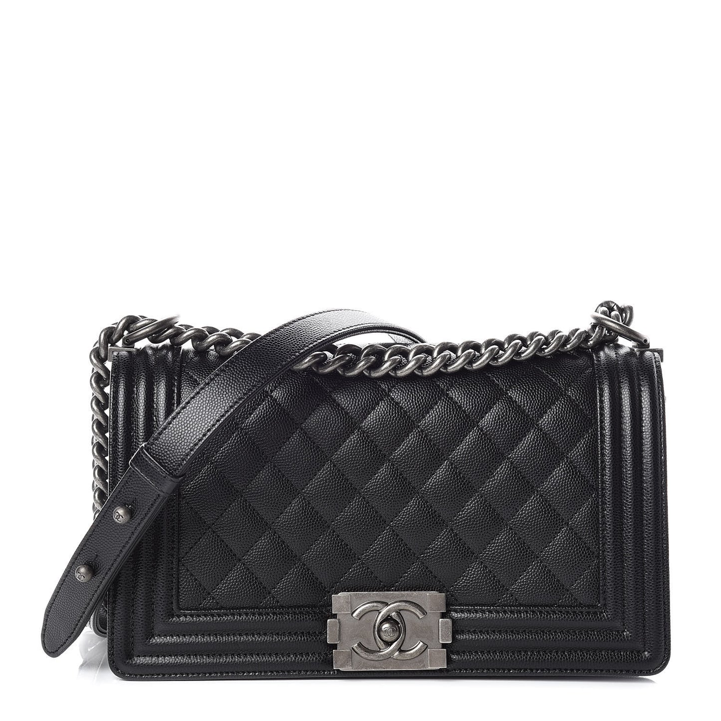 Caviar Quilted Medium Boy Flap Black