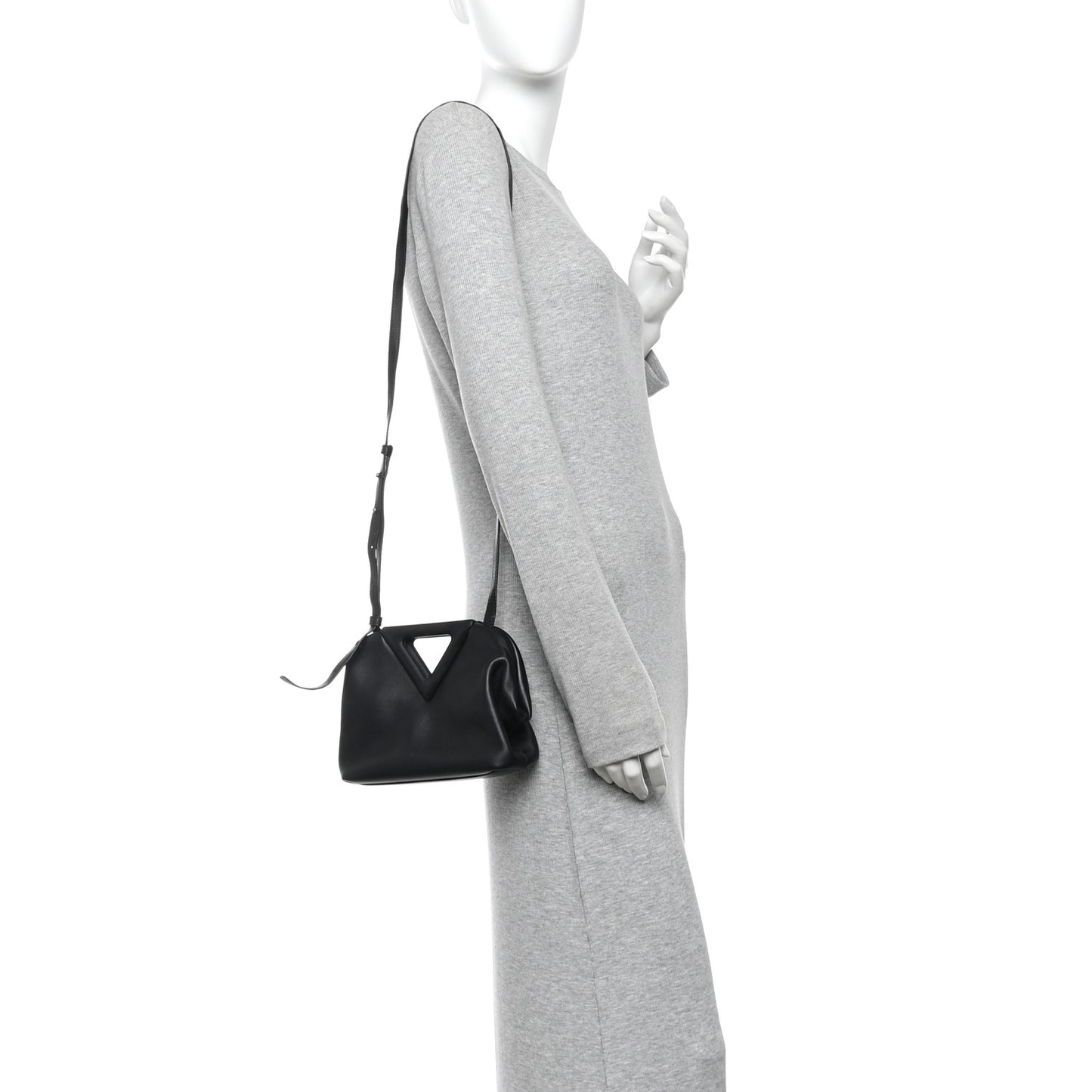 Calfskin Small The Point Triangle Bag Black