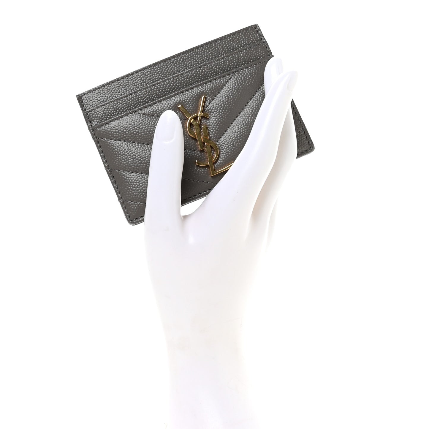 Grain De Poudre Matelasse Chevron Monogram Credit Card Case Earth