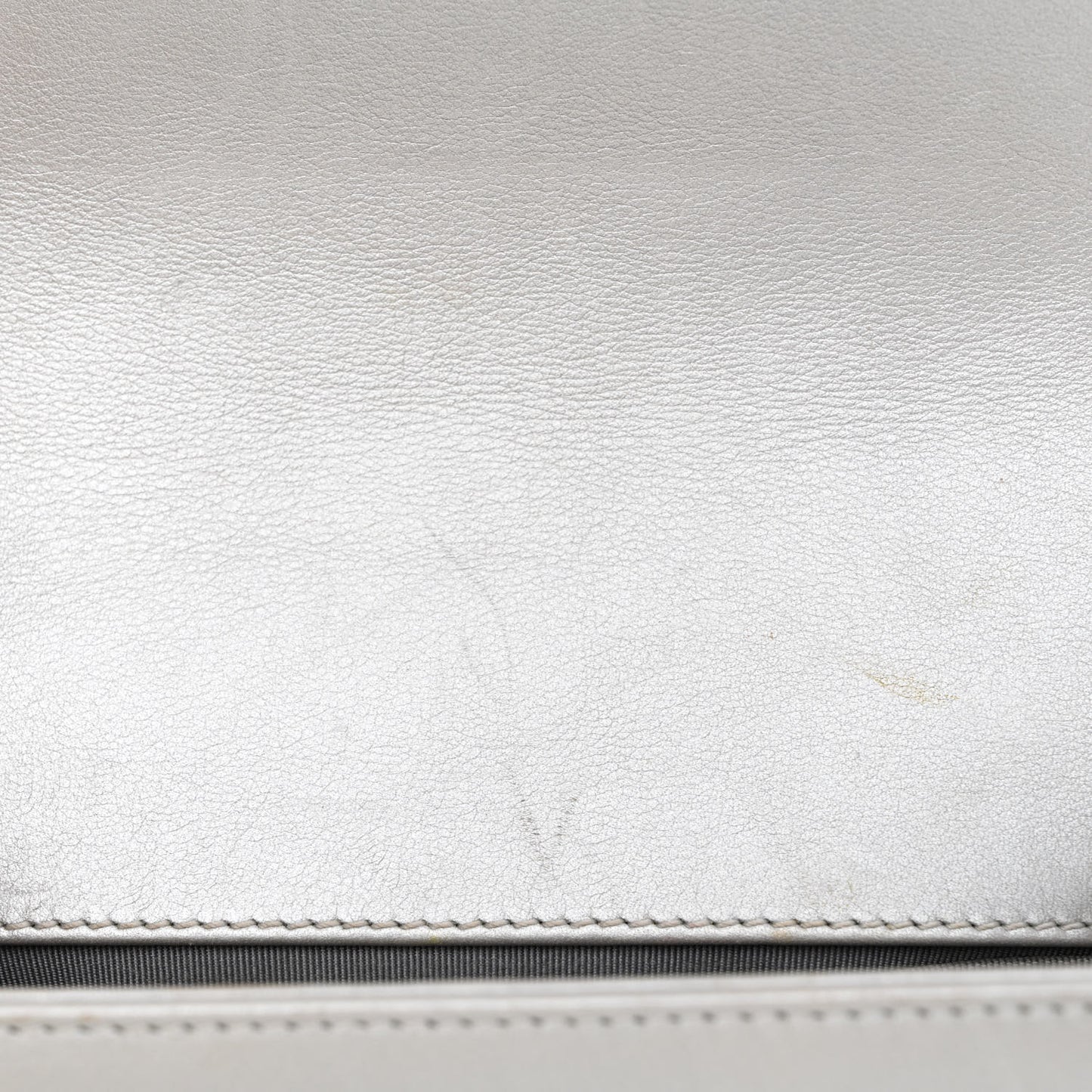 Metallic Lambskin Quilted Small Boy Flap Silver