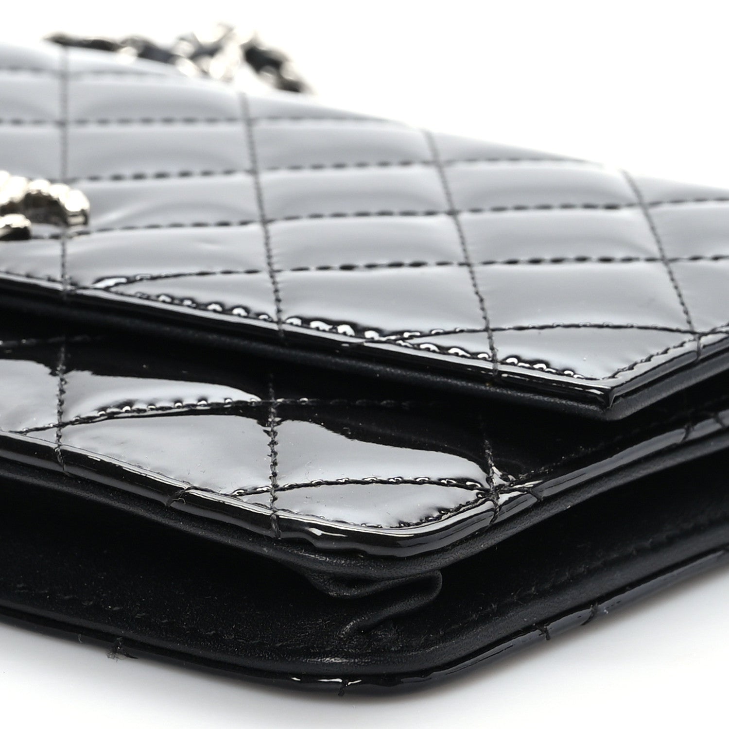 Chanel Patent Quilted Brilliant Wallet On Chain WOC Black 9 of 9