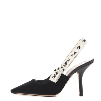 Christian Dior Velvet Ribbon J'Adoir Slingback 100mm Pumps 38 Black 1 of 9