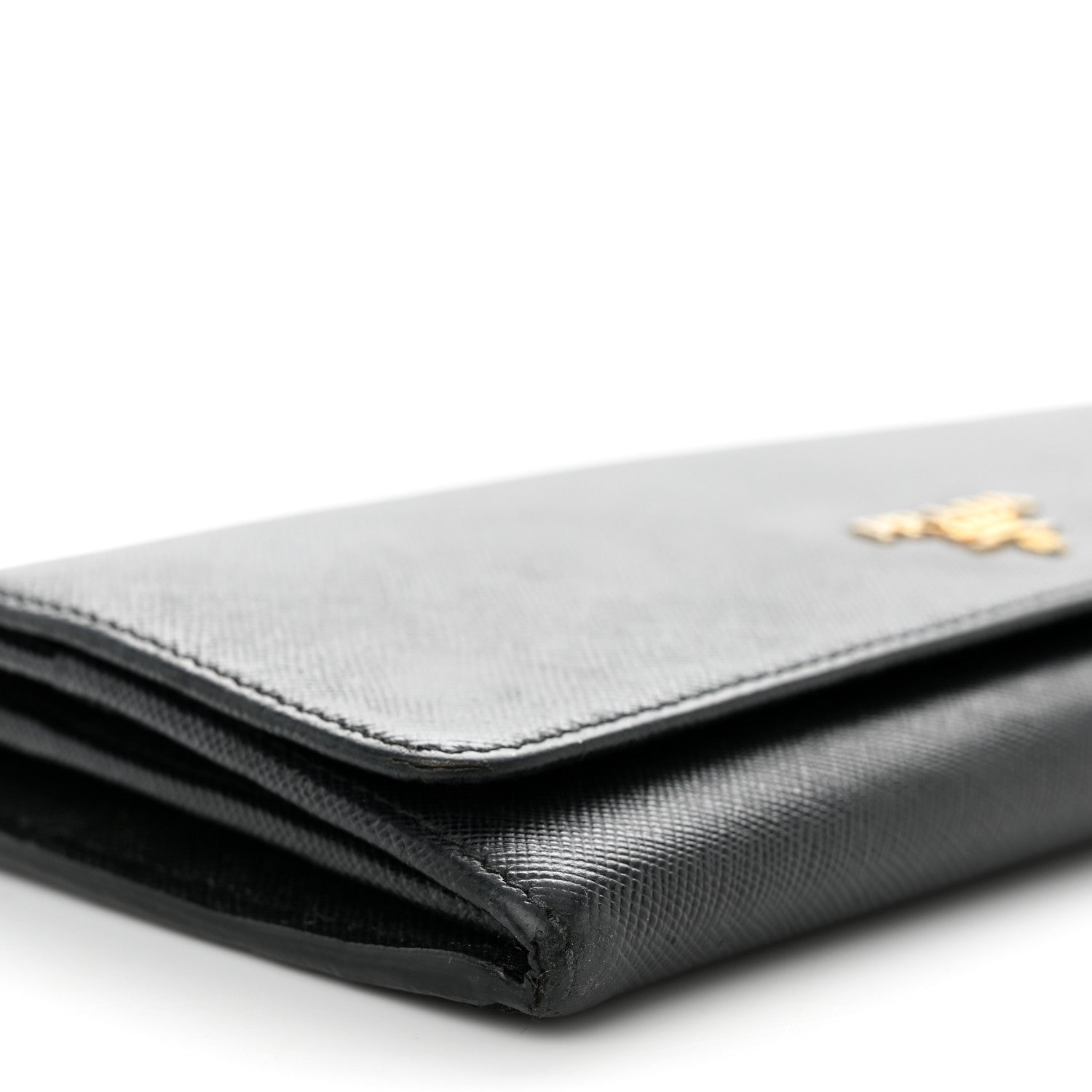 Prada Saffiano Metal Oro Chain Wallet Black 7 of 11