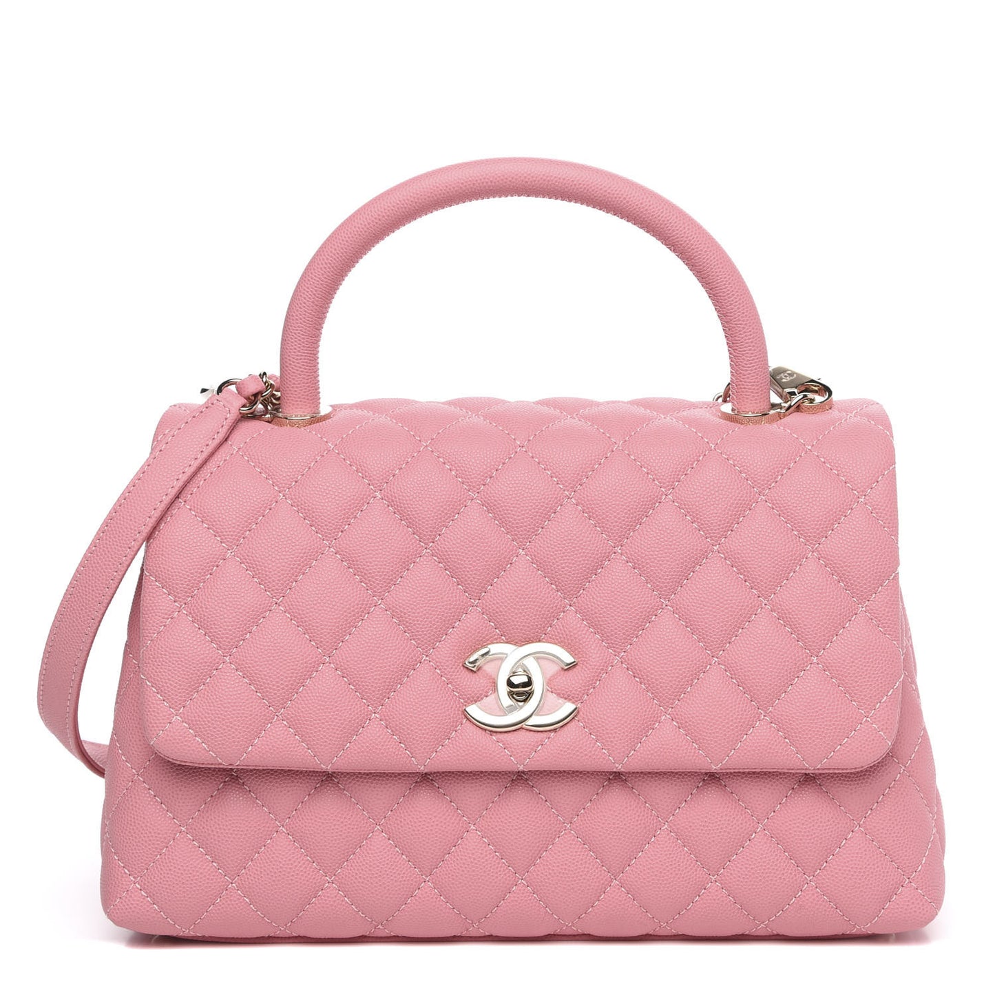 Caviar Quilted Small Coco Handle Flap Light Pink