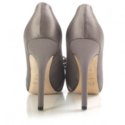 Christian Dior Satin Anniversary Bow Pumps 35.5 Grey 3 of 7