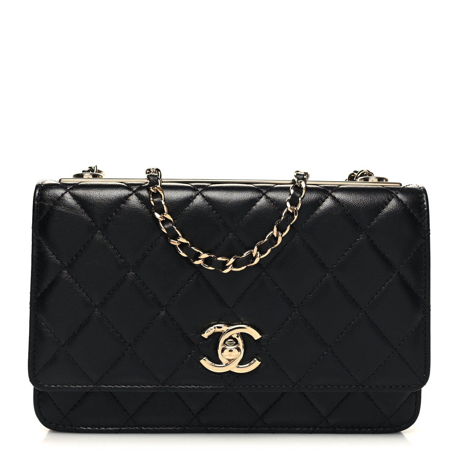 Chanel Lambskin Quilted Trendy CC Wallet On Chain WOC Black 1 of 12