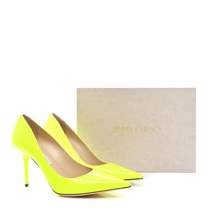 Jimmy Choo Patent Agnes Pumps 40.5 Neon Citron 8 of 8