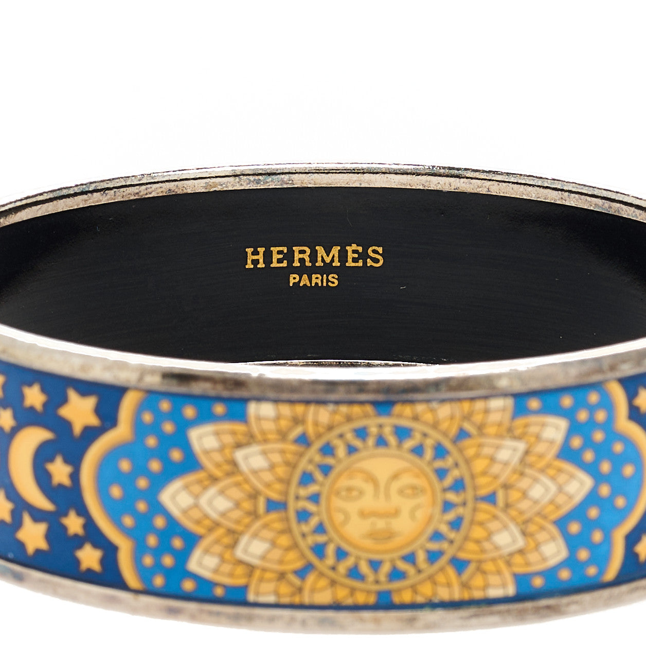 Hermes Enamel Printed Wide Sun Moon Stars Bracelet 70 2 of 5