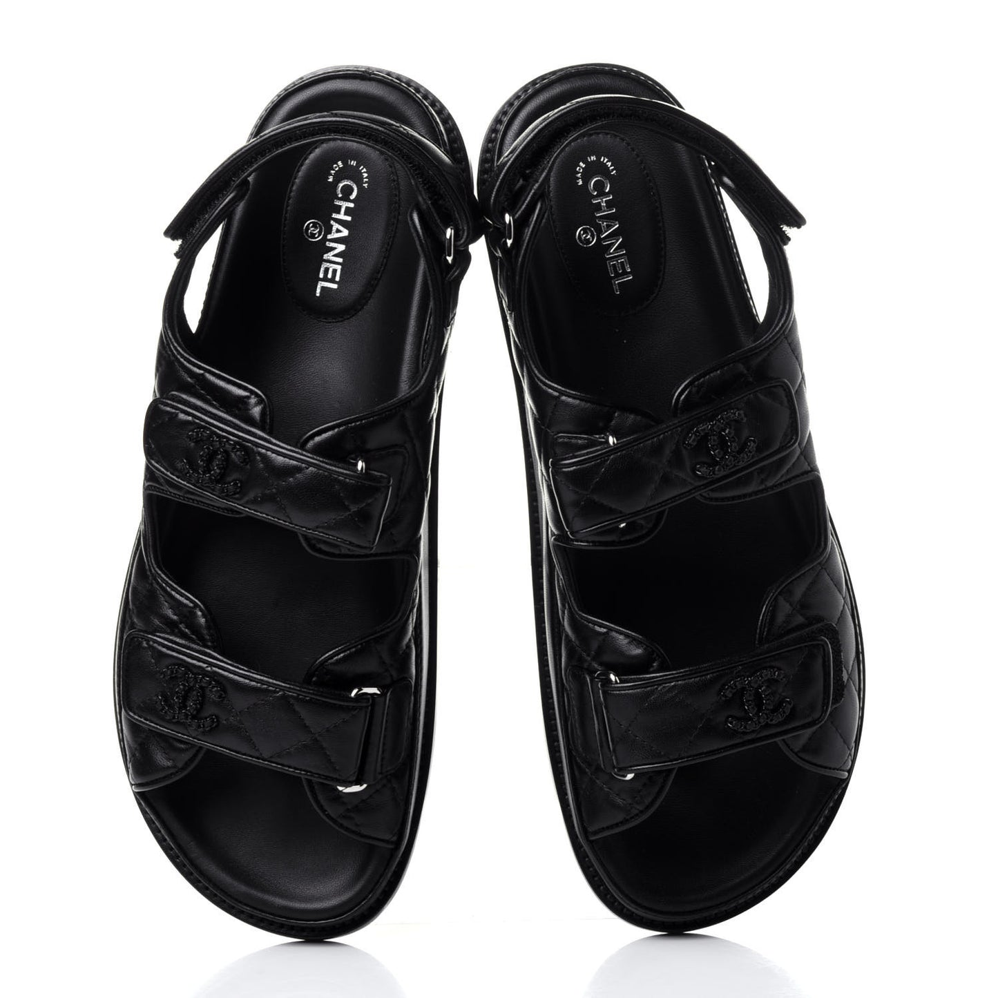 Lambskin Velcro Dad Sandals 41 Black