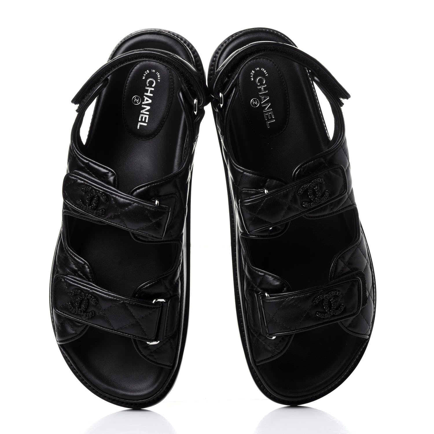 Chanel Lambskin Velcro Dad Sandals 41 Black 6 of 11