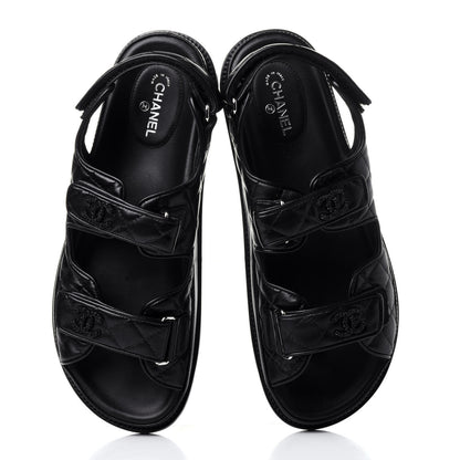 Chanel Lambskin Velcro Dad Sandals 41 Black 6 of 11