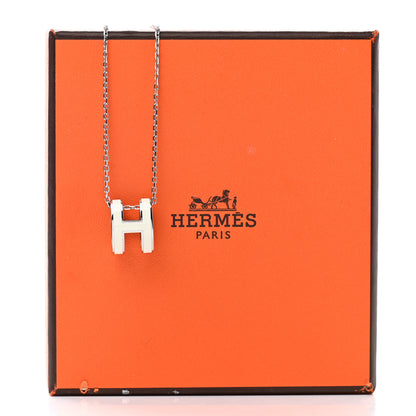 Hermes Lacquered Palladium Pop H Pendant Necklace White 7 of 7