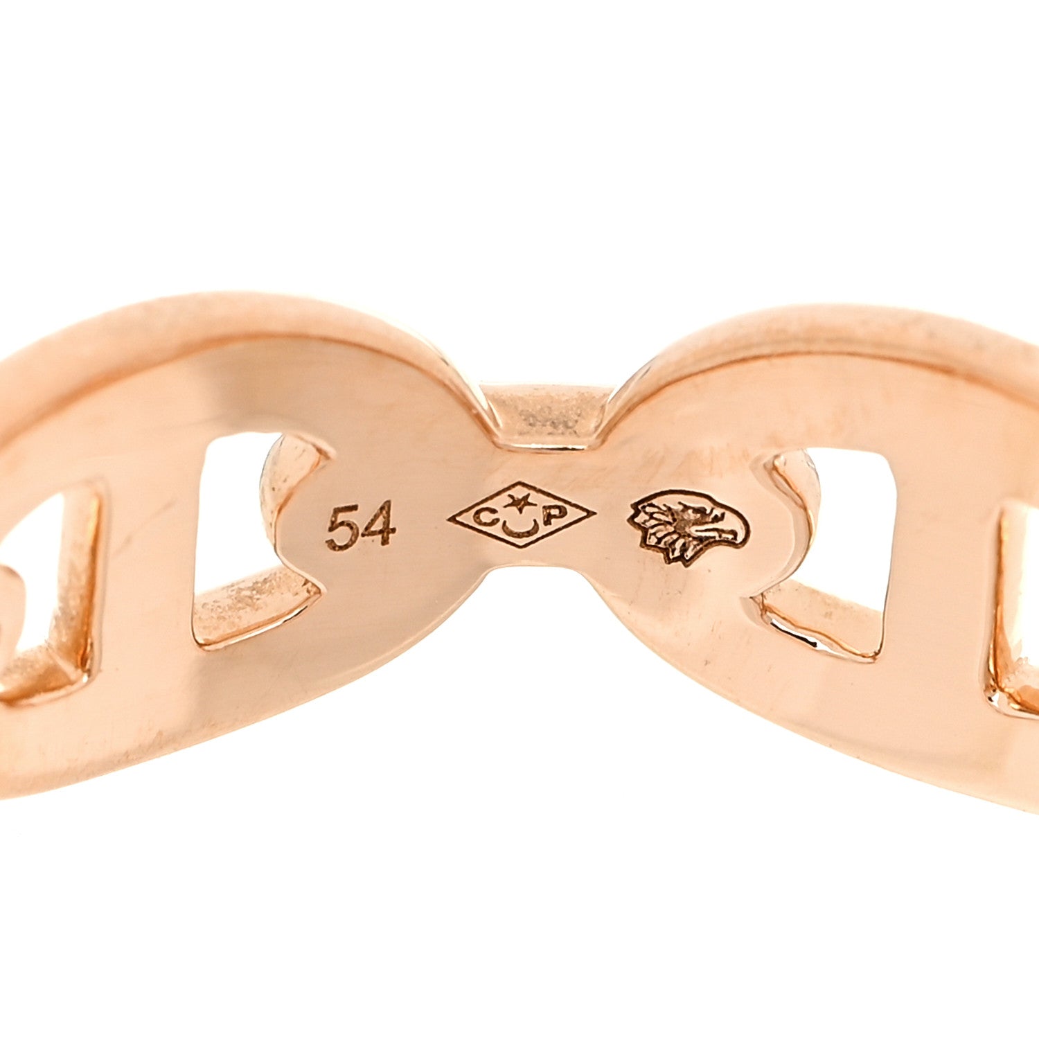 Hermes 18K Rose Gold PM Chaine d'Ancre Enchainee Ring 54 6.75 4 of 9