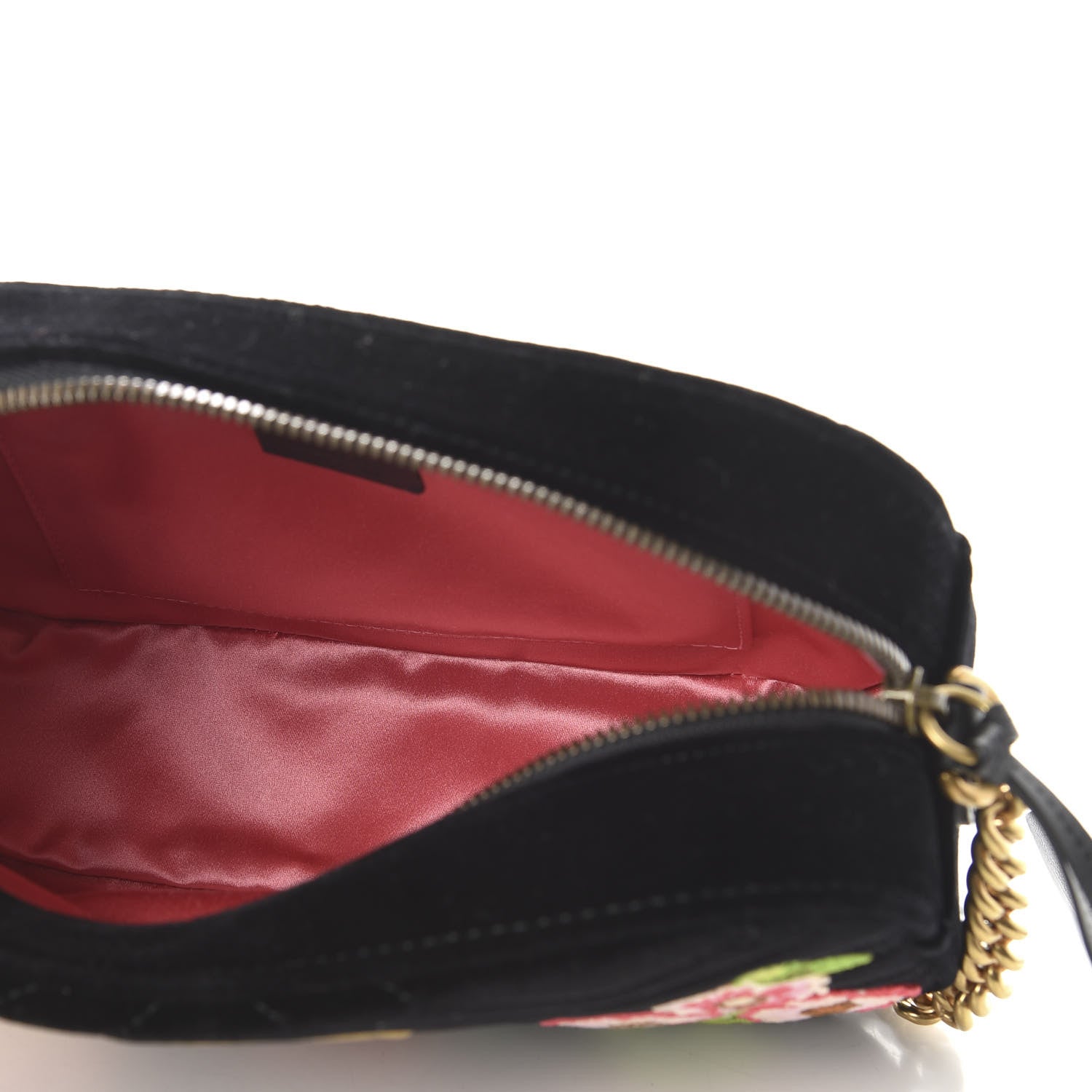 Gucci Velvet Matelasse Deer Embroidered Small GG Marmont Chain Shoulder Bag Black 5 of 10