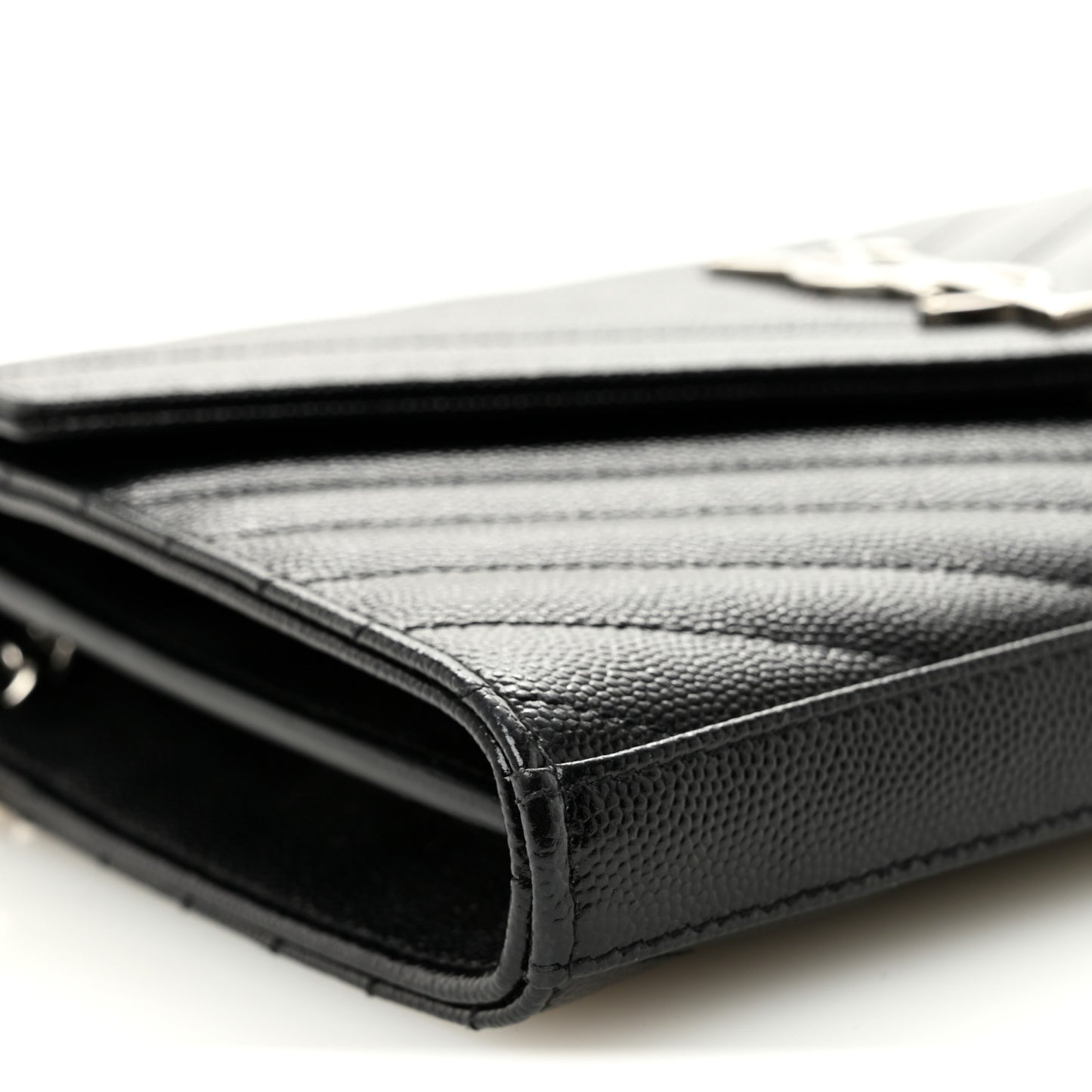 Grain De Poudre Matelasse Chevron Monogram Chain Wallet Black