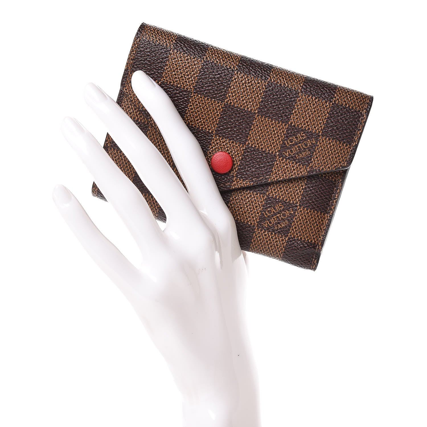 Louis Vuitton Damier Ebene Victorine Wallet Red 2 of 7