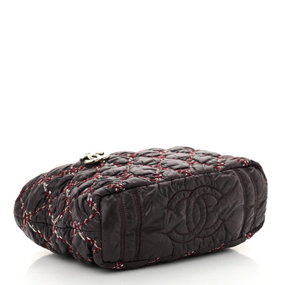 Chanel Nylon Quilted Tweed Stitch Bubble Tote Plum 4 of 14