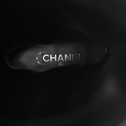 Chanel Calfskin Ascot Knee High CC Boots 37 Black 7 of 10