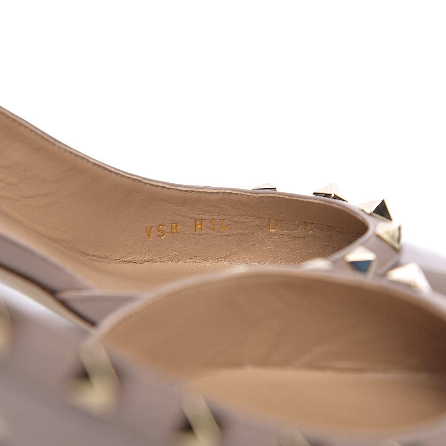 Patent Rockstud Half D'Orsay Slingback 50mm Pumps 38 Poudre