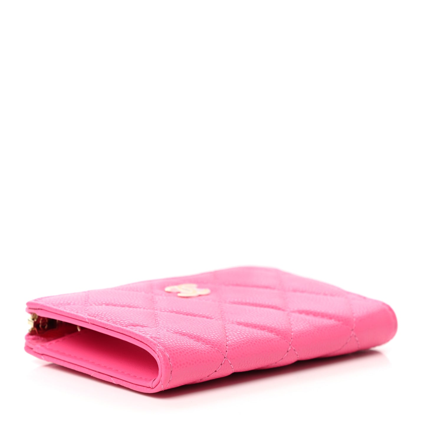 Caviar Quilted Zipped Key Holder Case Pink