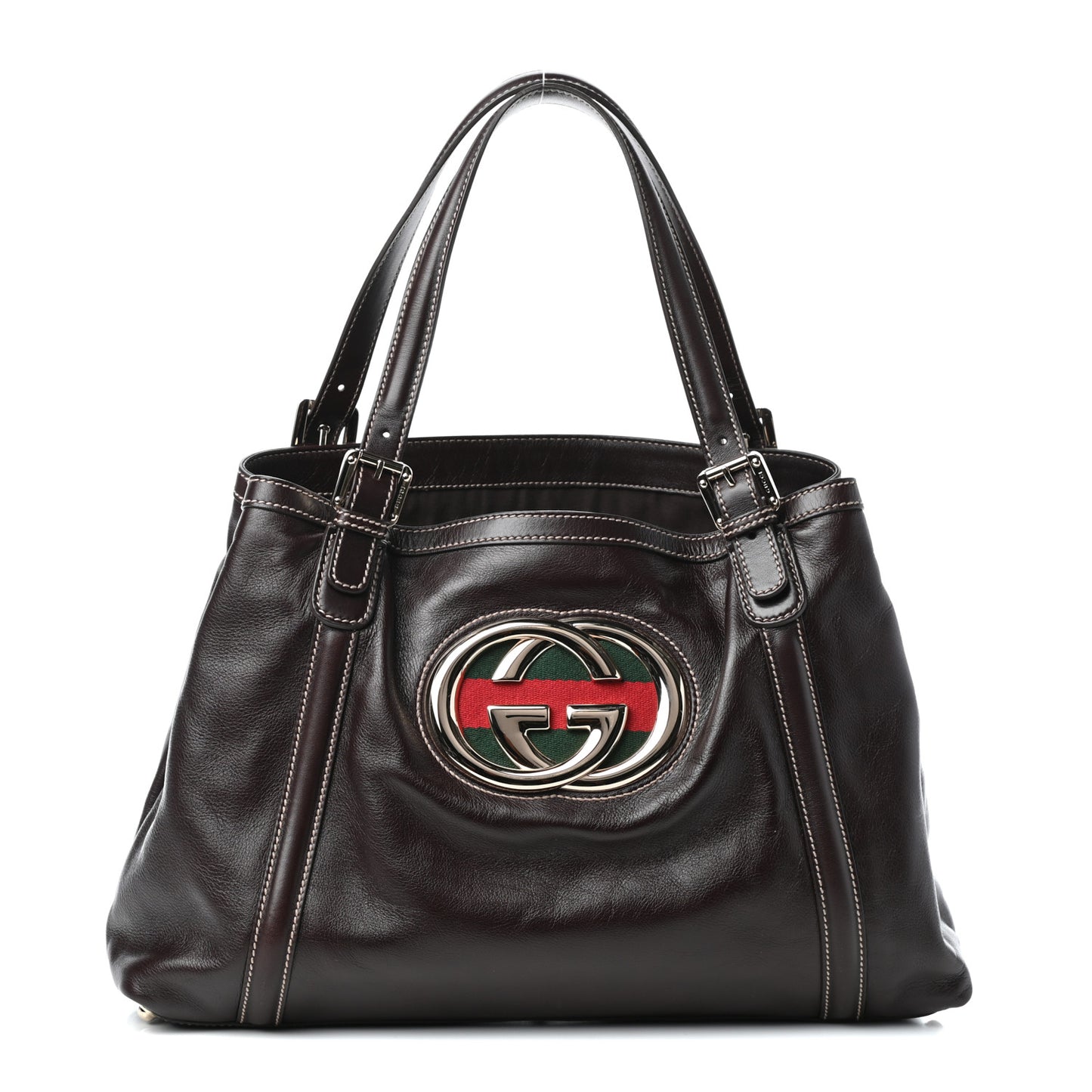 Calfskin Medium Britt Tote Dark Brown