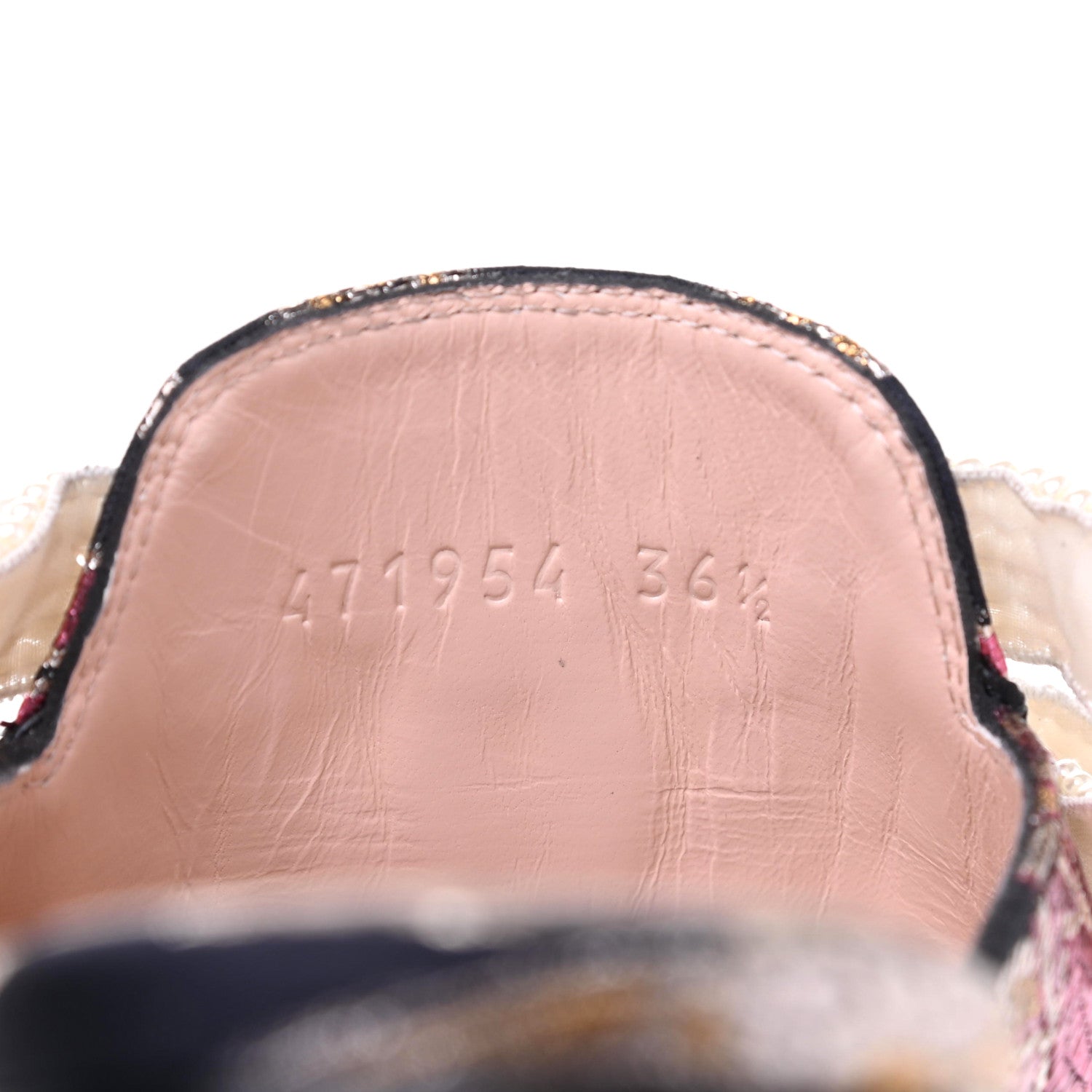 Gucci Iridescent Brocade Pearl Bow Womens Princetown Slippers 36.5 Black Pink 9 of 16